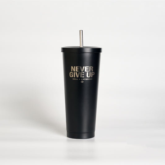 NEVER GIVE UP Premium Black Tumbler 700ml.